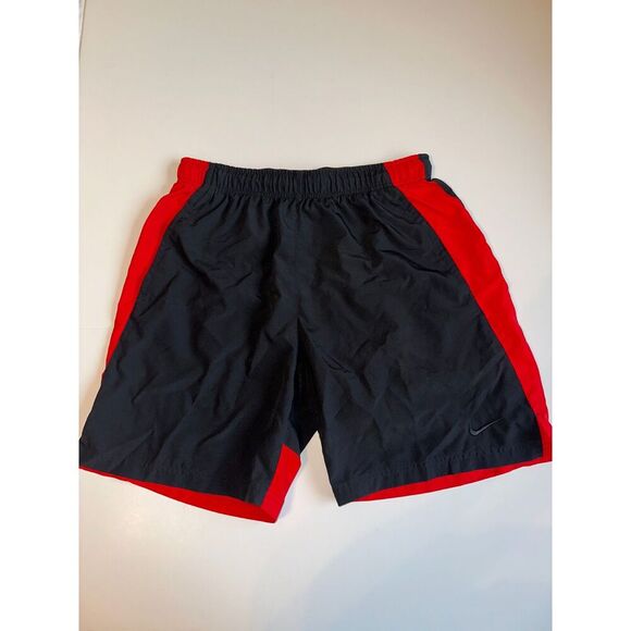 Nike Men’s Athletic Shorts Black Red Size L 8” Inseam Dri-FIT Gym Training - Picture 1 of 7